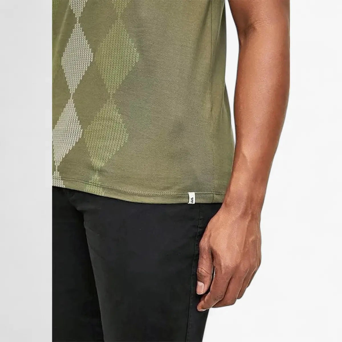 Pringle Mens Hugo All Over Argyle Short Sleeve Tee Fatigue | Pringle