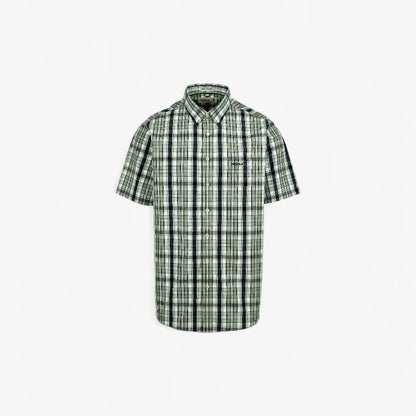 Pringle Mens Jasper Short Sleeve Check Classic Shirt Green | Pringle