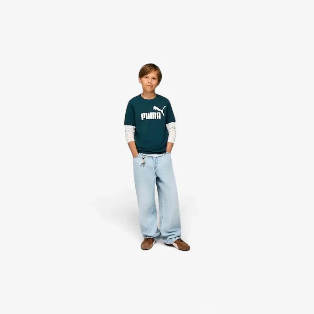 Puma Boys Ess No 1 Logo Short Sleeve Tee Green | Puma