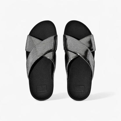 Fit Flop Womens Lutra Cross Slide All Black | Fit Flop