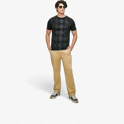 Pringle Mens Hugo All Over Argyle Short Sleeve Tee Black | Pringle