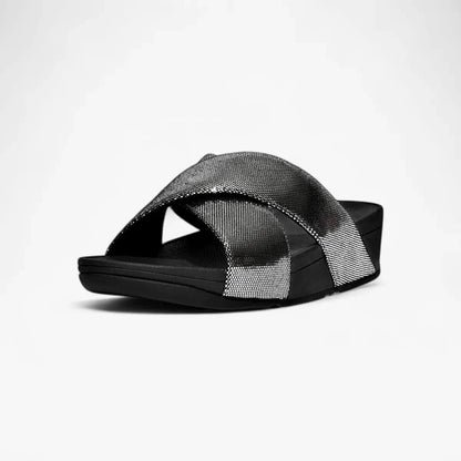 Fit Flop Womens Lutra Cross Slide All Black | Fit Flop
