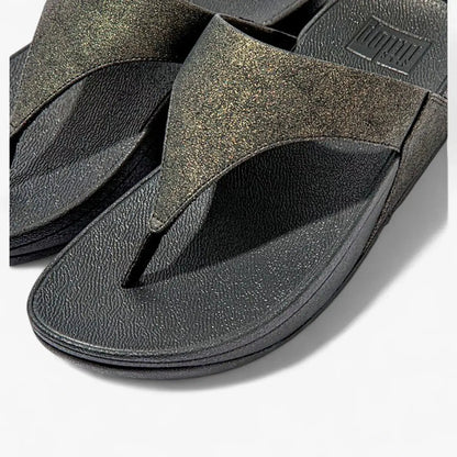 Fit Flop Womens Lulu Shimmer Wedge Sandal All Black | Fit Flop