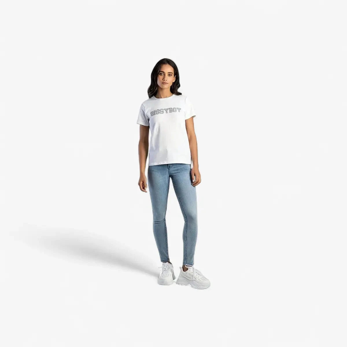 Sissy Boy Womens Regular Fit Top With Bling Short Sleeve Tee Bling White | Sissy Boy