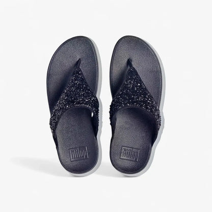 Fit Flop Womens Shimmerfoil Sandal All Black | Fit Flop