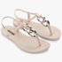 Ipanema Womens Class Connect Ii Sandal in beige, featuring metallic silver chain-link detail on the thong strap.