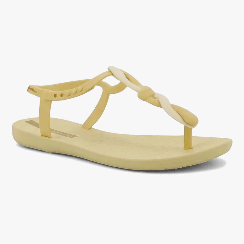 Ipanema Womens Class Daily Sandal in yellow-beige, featuring a comfortable flat sole and a stylish T-strap design.