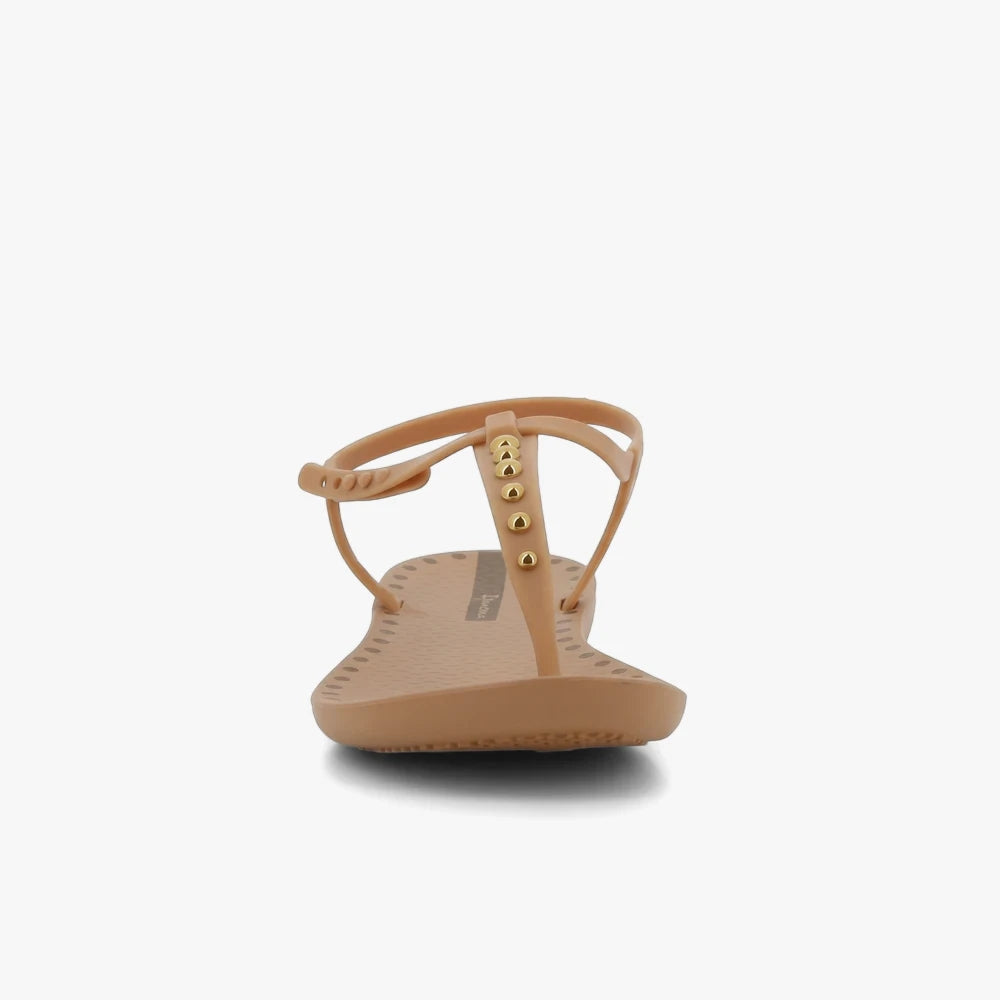 Ipanema Womens Class Dots Sandal in beige with gold studs, shown from a front-facing perspective on a white background.