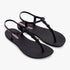 A pair of Ipanema Womens Class Link Sandals in black, featuring a T-strap design with elegant knotted details on the front