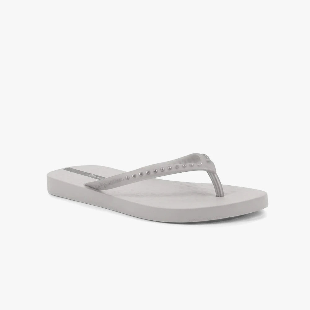 Ipanema Womens Essence Sandal in grey with a silver studded strap, viewed from a slightly angled perspective.