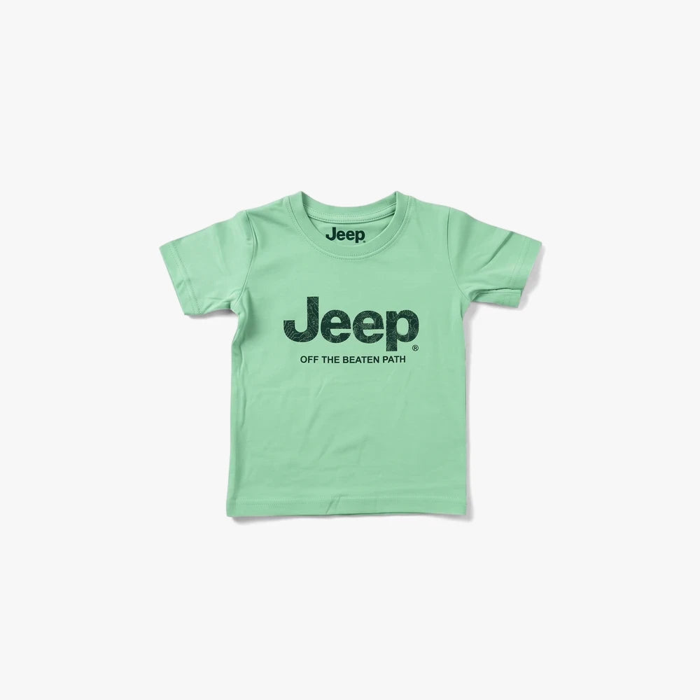 Jeep Boys Icon Short Sleeve Tee in neo mint green with a distressed black &