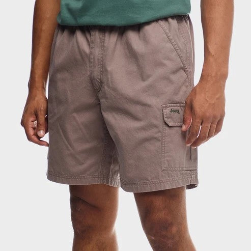 Jeep Mens 21Cm Willys Elasticated Cargo Shorts Brown