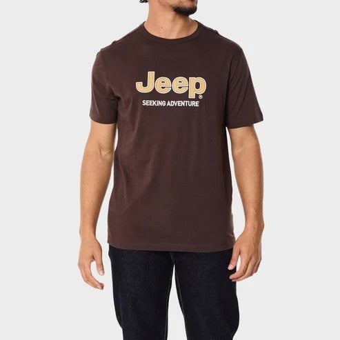 Jeep Mens Applique Short Sleeve Tee Brown