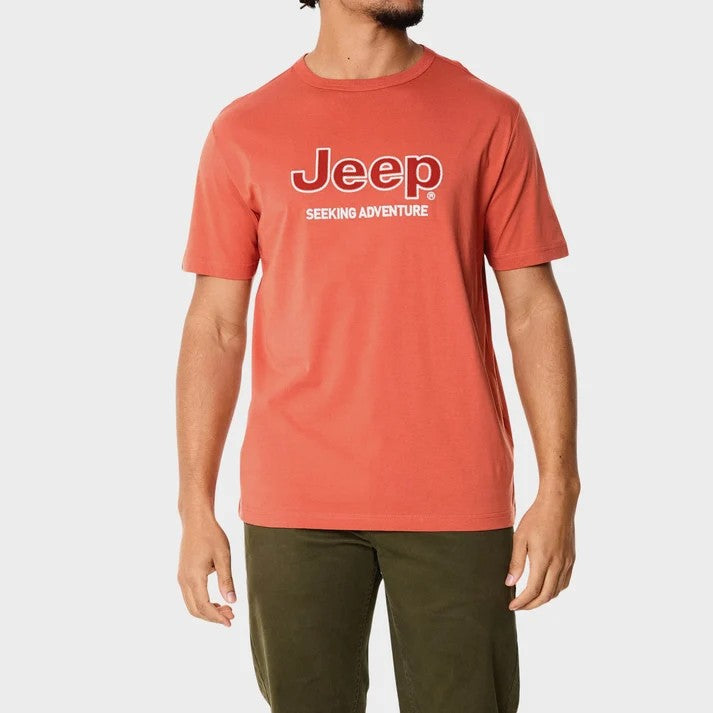 Jeep Mens Applique Short Sleeve Tee Orange