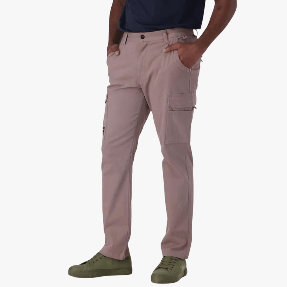 Jeep Mens Bolt Fixed Waistband Twill Cargo Pants Bark Brown | Jeep