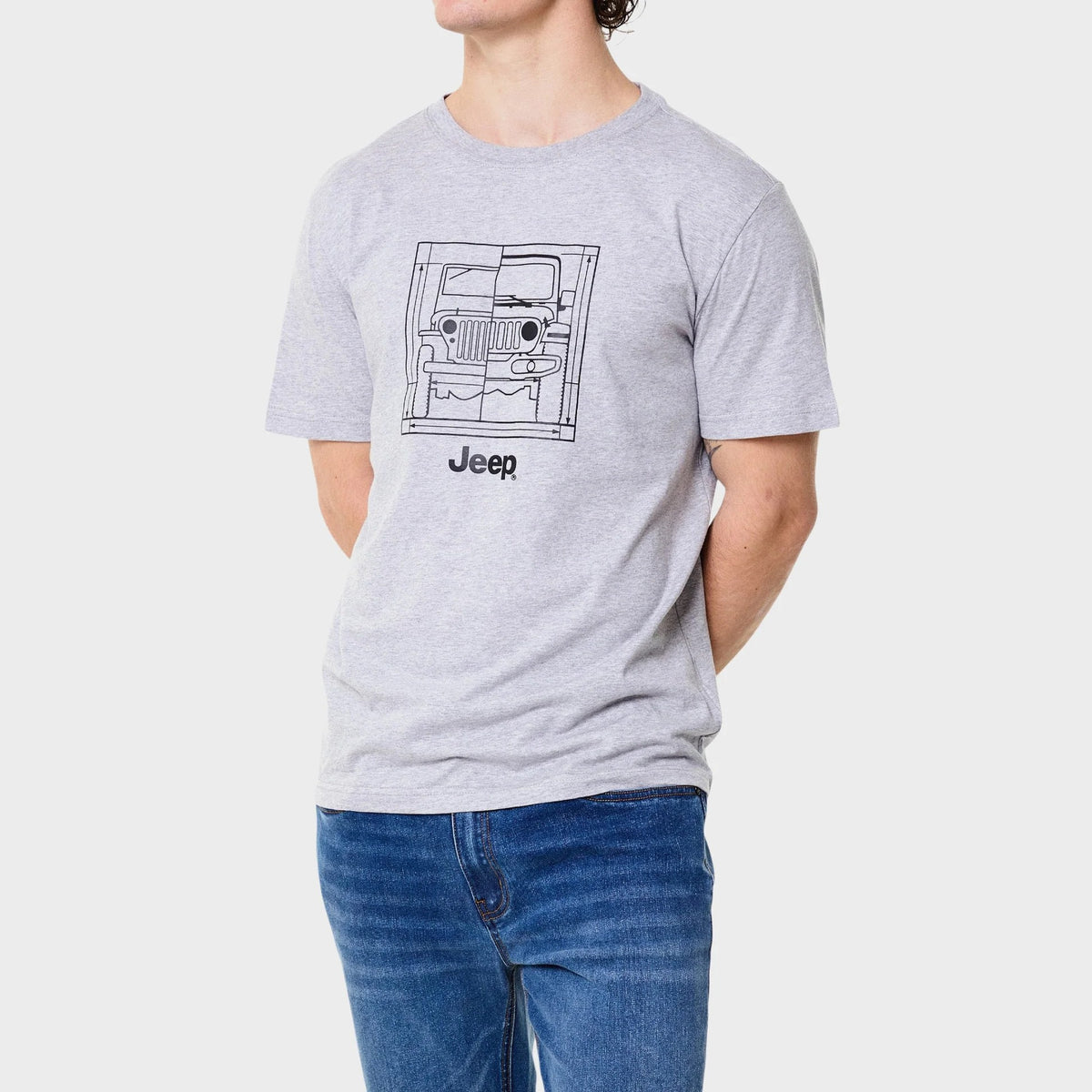 Jeep Mens Car Icon Tee Grey Mel
