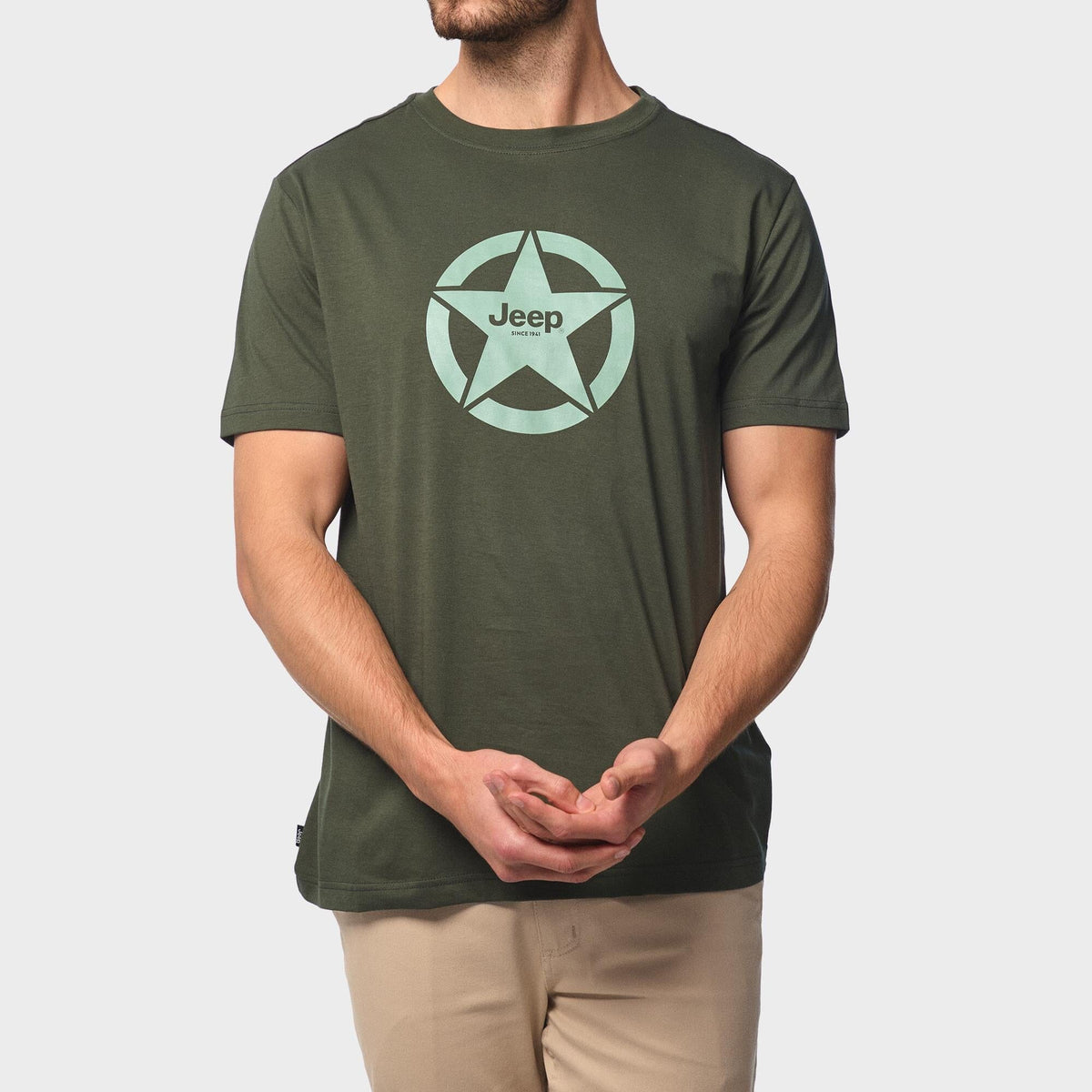 Jeep Mens Core Logo Star Short Sleeve Tee Olive | Jeep