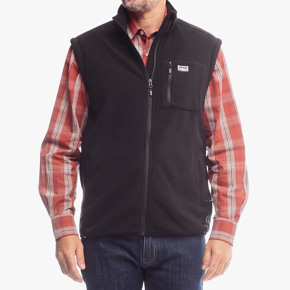 Jeep Mens Core Sleeveless Fleece Jacket Black | Jeep