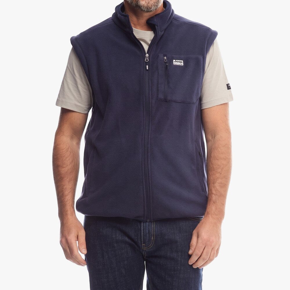 Jeep Mens Core Sleeveless Fleece Jacket Navy | Jeep