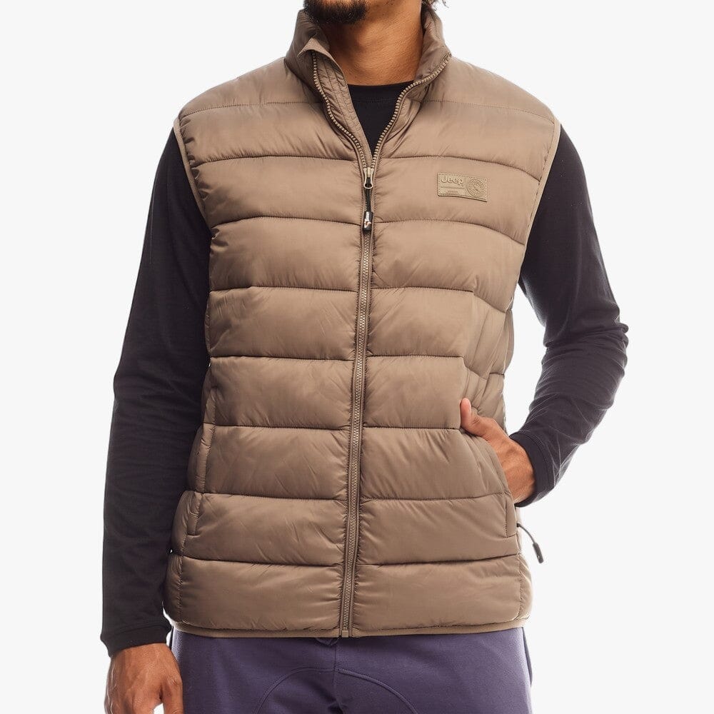 Jeep Mens Core Sleeveless Puffer Jacket Brown | Jeep