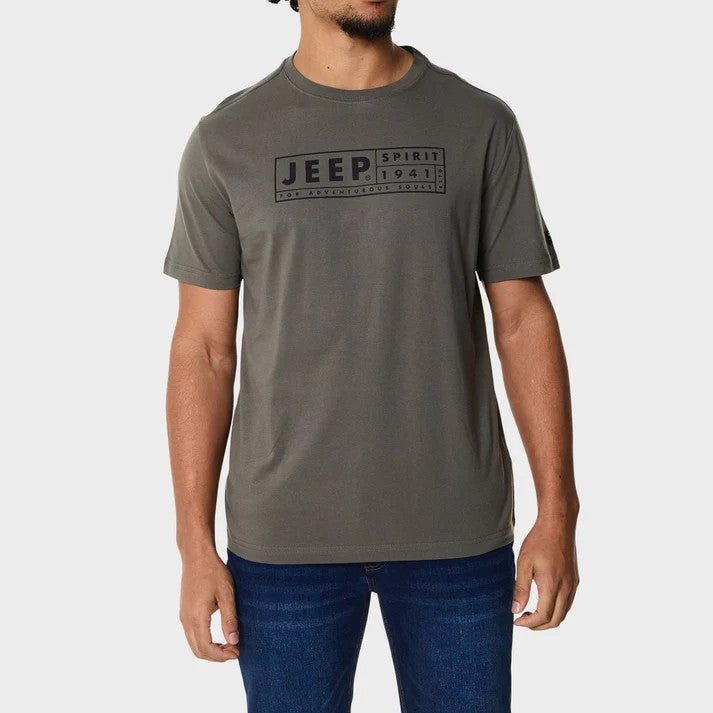 Jeep Mens Fashion Short Sleeve Tee Olive