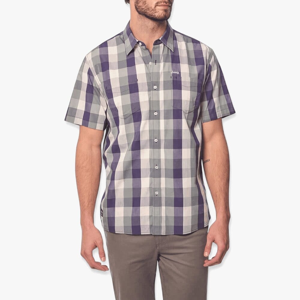 Jeep Mens Yd Short Sleeve Check Shirt Green | Jeep
