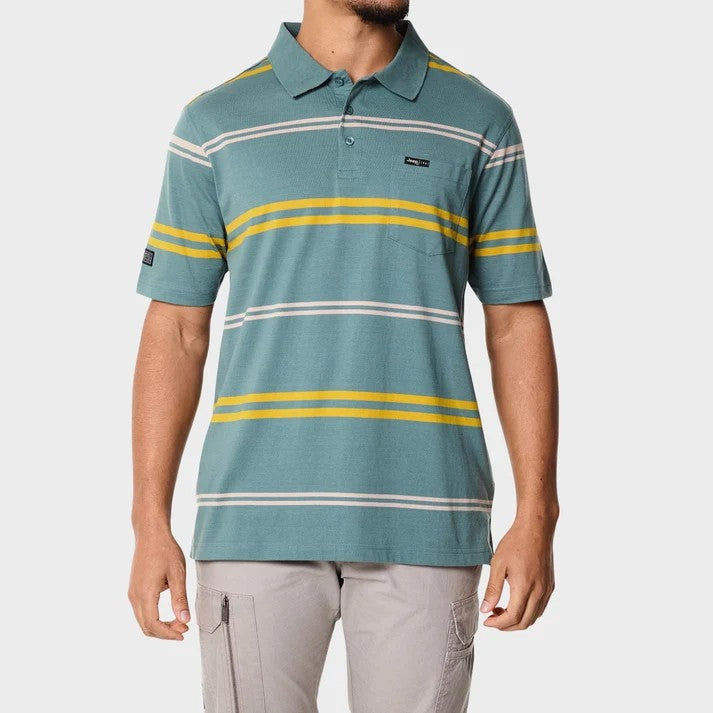 Jeep Mens Yd Stripe Short Sleeve Golfer Multi