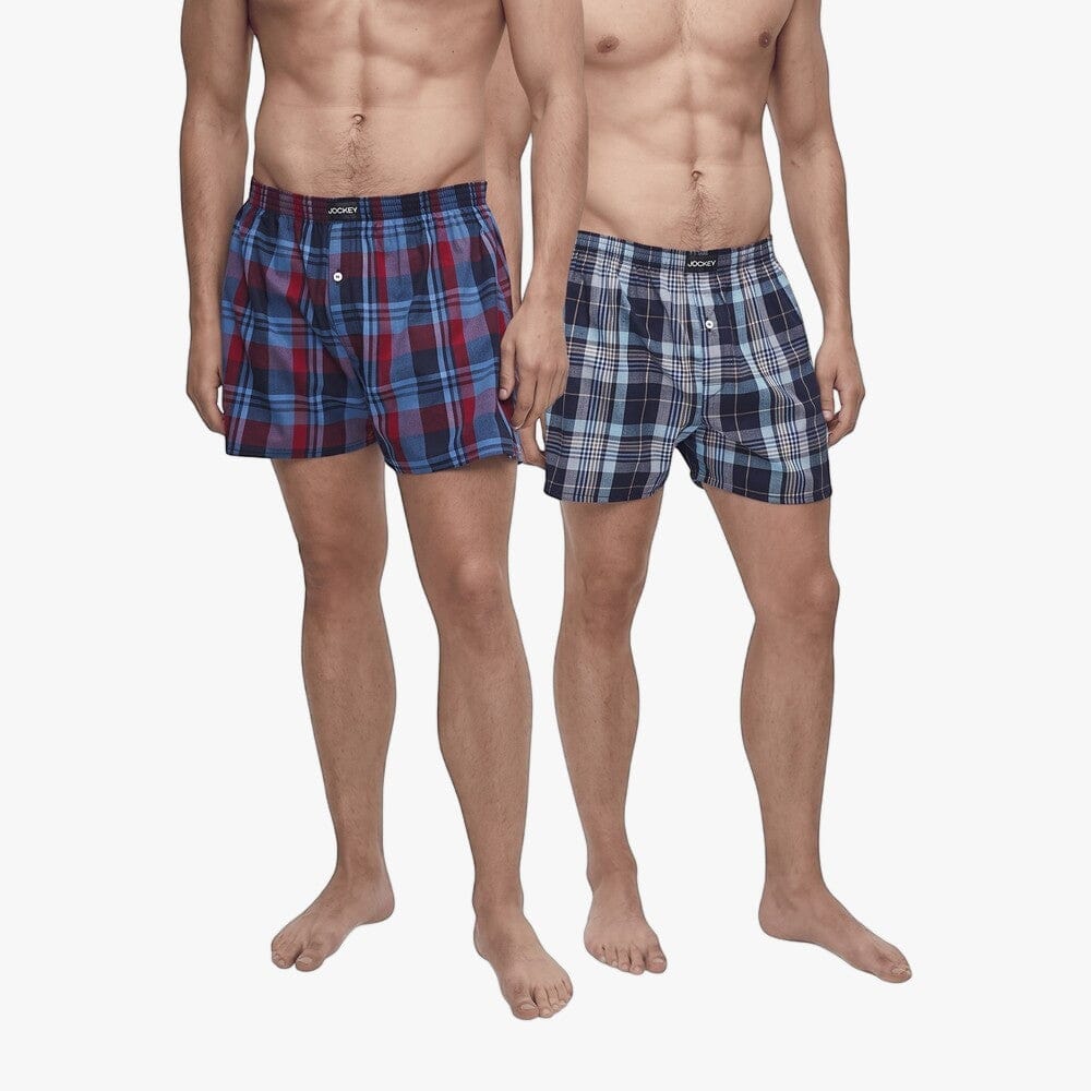 Jockey Mens Woven Boxer Shorts 2 Pack Multi | Jockey