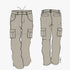 Kakiebos Mens Fixed Waist Cargo Pants in stone color, shown in front and back views with multiple utility pockets.