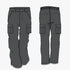 Dark grey Kakiebos Mens Half Elasticated Cargo Pants, shown from front and back, featuring multiple cargo pockets and an
