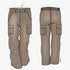 Kakiebos Mens Half Elasticated Cargo Pants in khaki, shown in a flat-lay featuring front and back views with cargo pockets.