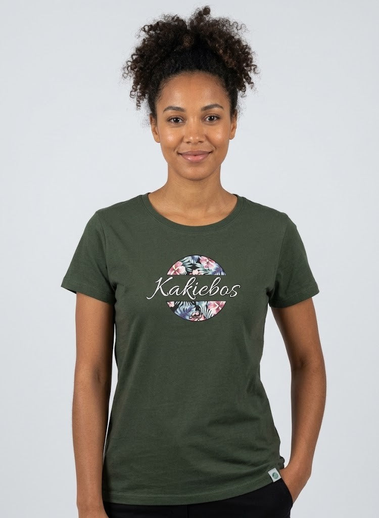 Kakiebos Womens Classic Fit Short Sleeve Tee Dark Olive