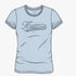 Kakiebos Womens Classic Fit Short Sleeve Tee in Bliss Blue with a crew neck and front script logo.