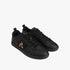 Le Coq Sportif Mens Court Classic Sneaker in black with gold accents and black laces, presented in a studio shot.