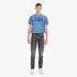 Full body shot of a male model wearing a blue Levi&