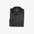 Folded Lorenzini Modern Slim Fit Long Sleeve Shirt for men in black, showcasing the collar, buttons, and cuff details.