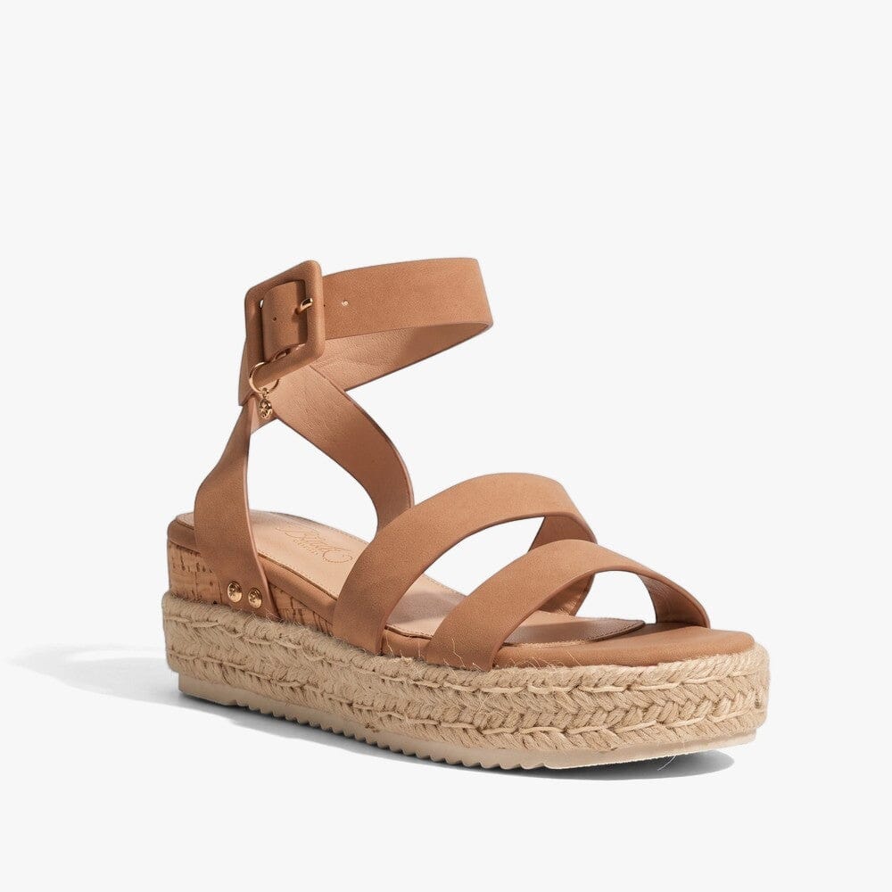 Miss Black Womens Steffi 2 Wedge Sandal Tan | Miss Black