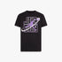 Black Nike Boys Jdb Flight Galaxy Glow short-sleeve tee with purple and white Jumpman graphic on front.