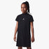 Young girl wearing a black ribbed Nike Jordan Jumpman t-shirt dress with a mock neck, posing frontally.