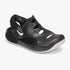 Nike Kids Sunray Protect 3 Ps black sandal, featuring a closed-toe design, adjustable strap, and perforations, shown from a