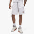 Nike Mens Flt MVP Shorts in white with a black drawstring and logo patch, athletic men&