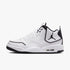 Nike Mens Jordan Courtside 23 Sneaker in white and black, shown from a side view. A stylish athletic shoe.