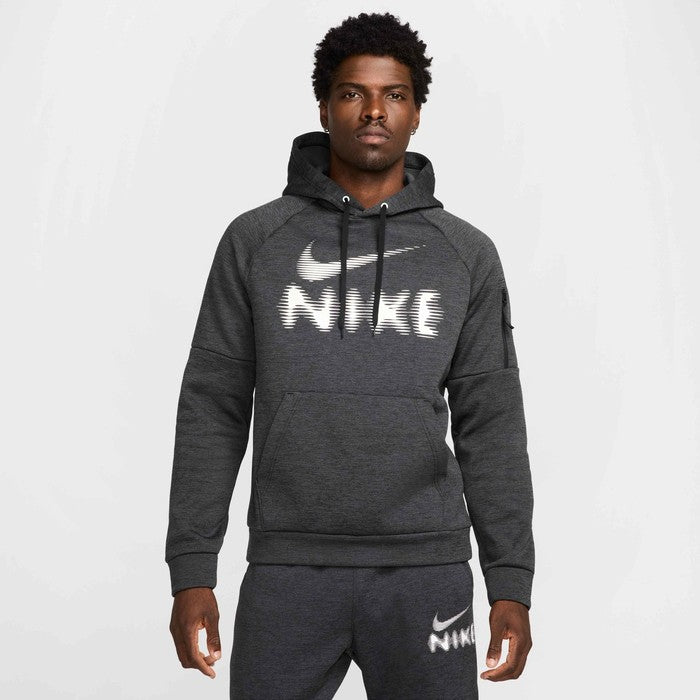 Nike Mens Therma-Fit Pullover Fitness Hoodie Grey