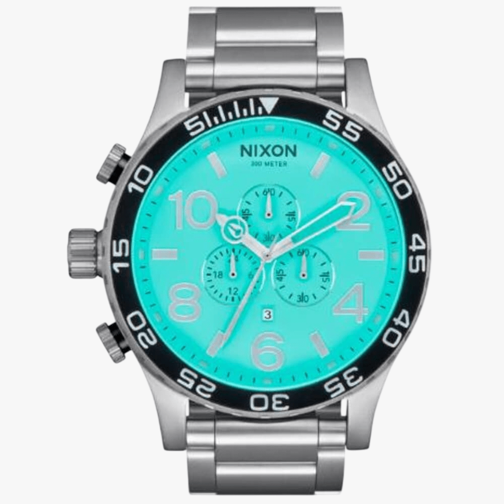 Nixon 51-30 Chrono Silver / Turquoise Watch >610-4360 | Nixon