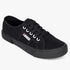 Pierre Cardin Womens Calais Sneaker in black mono, featuring black canvas, laces, and sole with white eyelets, viewed from