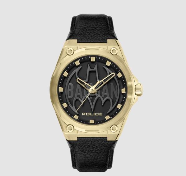 Police Batwing Gold Case Leather Strap Watch | Police
