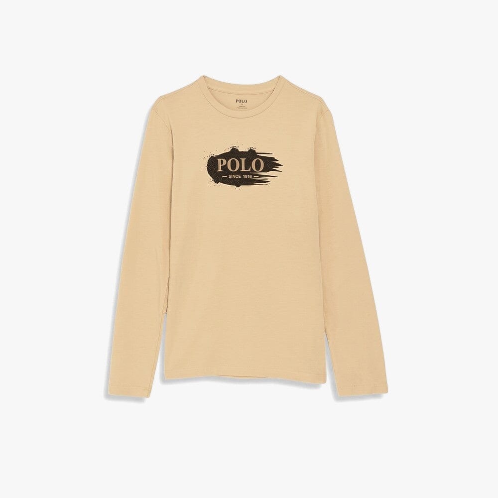 Polo Boys Kevin Printed Long Sleeve Tee Camel | Polo