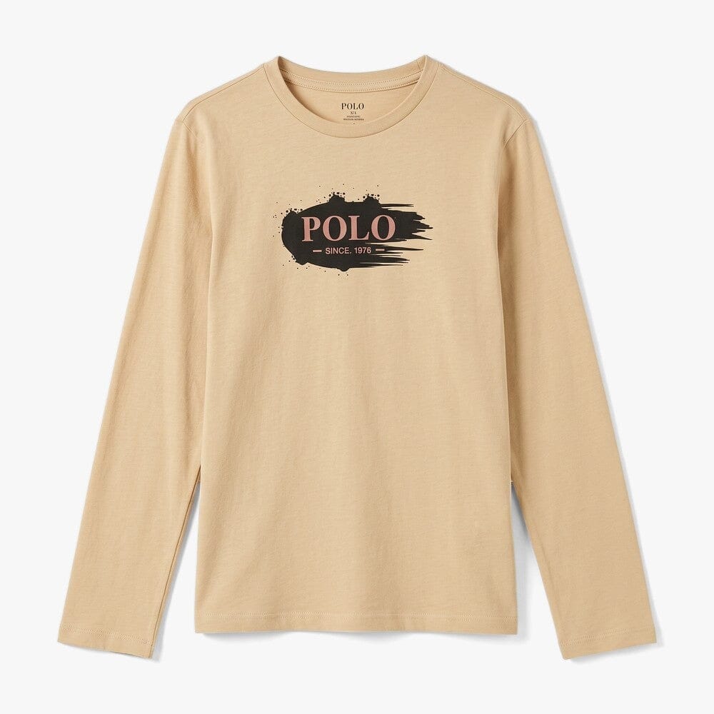 Polo Boys Kevin Printed Long Sleeve Tee Camel | Polo