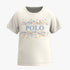 Polo Girls Britney Printed Short Sleeve Tee in off-white with a blue Polo logo and multicolor confetti print.