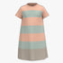 Polo Girls Cristina short sleeve dress in pale peach with horizontal mint green and greyish-brown stripes.